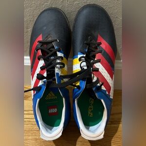 Adidas Boys Black and Red Athletic Shoes with Bold LEGO Design